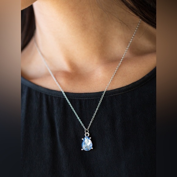 paparazzi Jewelry - Classy Classicist - Blue Teardrop Pendant Necklace & Earrings Set